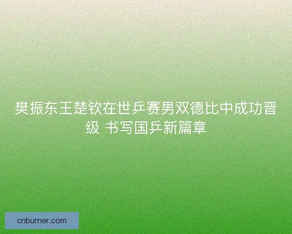 樊振东王楚钦在世乒赛男双德比中成功晋级 书写国乒新篇章